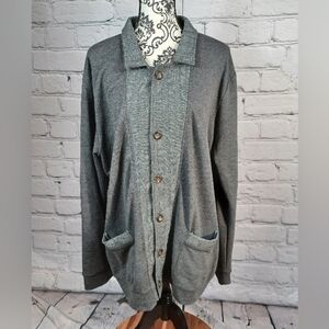 H2H women's long sleeve button front jacket plus sz 2xl pockets stretch knit b30
